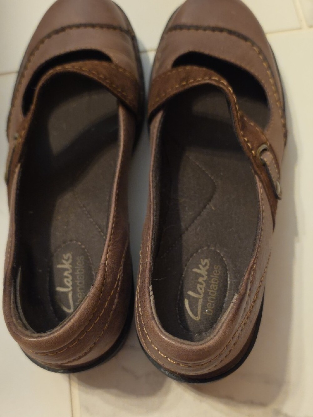 Clarks Brown Mary Jane Comfort Flats - Picture 3 of 5